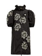 Matchesfashion.com 4 Moncler Simone Rocha - Floral Appliqu Puff Sleeve Parka - Womens - Black