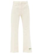 Matchesfashion.com Gucci - Logo-patch Cropped Cotton-blend Drill Trousers - Womens - Ivory