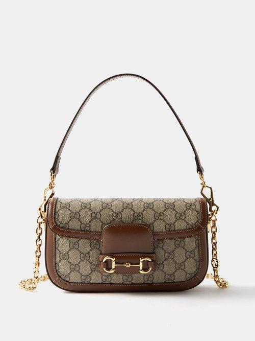 Gucci - 1955 Horsebit Gg Supreme Small Shoulder Bag - Womens - Beige