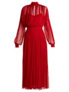 Amanda Wakeley High-neck Gathered Silk-tulle Midi Dress