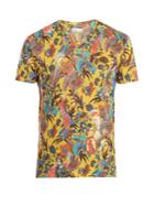 Etro Floral-print V-neck Linen T-shirt