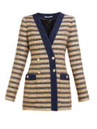 Matchesfashion.com Alessandra Rich - Double Breasted Striped Tweed Jacket - Womens - Black Gold