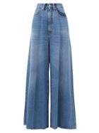 Matchesfashion.com Mm6 Maison Margiela - High-rise Crease-print Wide-leg Jeans - Womens - Denim