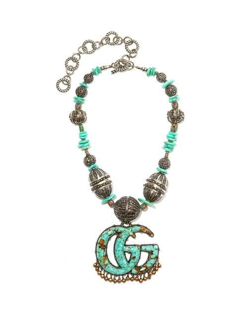 Matchesfashion.com Gucci - Gg Marmont Turquoise Necklace - Womens - Blue Multi