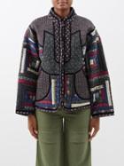 Sea - Alani Velvet-trim Quilted Cotton Jacket - Womens - Black Multi