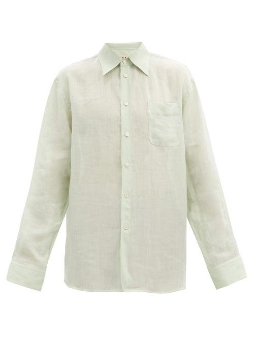 Matchesfashion.com Marni - Oversized Ramie-voile Shirt - Mens - Light Green