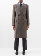 Gucci - Double-breasted Wool-herringbone Overcoat - Mens - Dark Brown