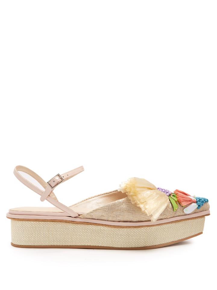 Delpozo Point-toe Embellished Flatform Pumps
