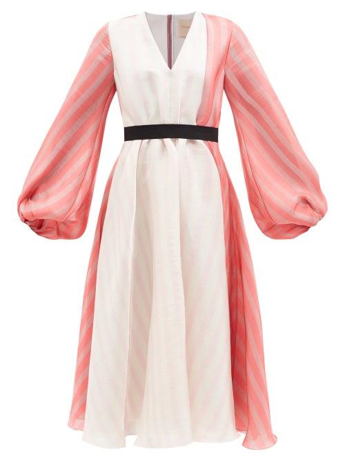 Roksanda - Nyana V-neck Colour-block Dress - Womens - Pink Multi