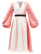 Roksanda - Nyana V-neck Colour-block Dress - Womens - Pink Multi