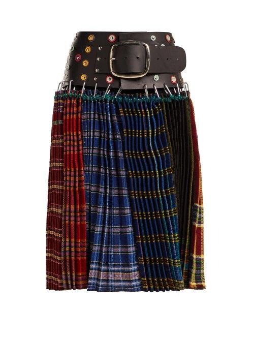Matchesfashion.com Chopova Lowena - Pleated Wool Skirt - Womens - Black Multi