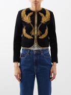 Nili Lotan - Patsy Embroidered Cotton Jacket - Womens - 01bk