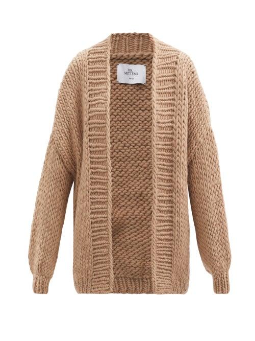 Matchesfashion.com Mr Mittens - Dropped-sleeve Wool Cardigan - Womens - Light Brown