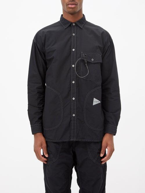 And Wander - Logo-print Cotton-blend Ripstop Shirt - Mens - Black