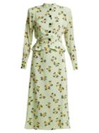 Alessandra Rich Rose-print Peplum Silk Dress