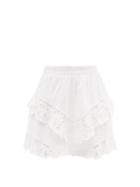Isabel Marant Toile - Enali Floral-embroidered Linen Mini Skirt - Womens - White