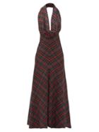 Matchesfashion.com A.w.a.k.e. Mode - Samhain Cowl Neck Tartan Maxi Dress - Womens - Red Multi