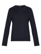 Matchesfashion.com Berluti - Leather Trimmed Cashmere Sweater - Mens - Navy