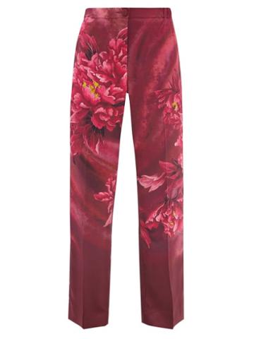 F.r.s - For Restless Sleepers - Etere Peony Wave-print Twill Trousers - Womens - Burgundy
