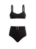 Matchesfashion.com Lisa Marie Fernandez - Genevieve High Rise Bikini - Womens - Black