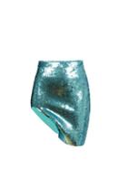 Loewe - Asymmetric Sequinned-jersey Mini Skirt - Womens - Green