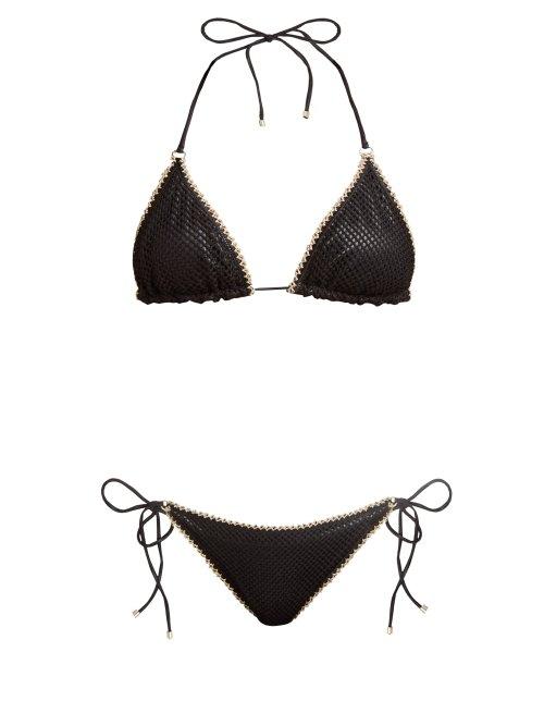 Matchesfashion.com Missoni Mare - Lurex Trim Mesh Triangle Bikini - Womens - Black