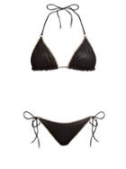 Matchesfashion.com Missoni Mare - Lurex Trim Mesh Triangle Bikini - Womens - Black