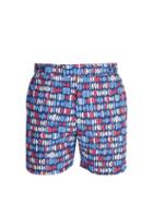 Matchesfashion.com Frescobol Carioca - Tailored Aquarela Print Swim Shorts - Mens - Blue Multi