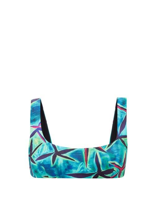 Louisa Ballou - Starfish-print Recycled-fibre Bikini Top - Womens - Green Multi