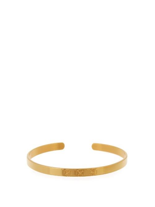 Aurélie Bidermann Fine Jewellery Clover-engraved Yellow-gold Plated Cuff
