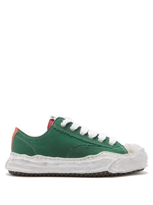 Mihara Yasuhiro - Hank Original Sole Patchwork-canvas Trainers - Mens - Green Multi