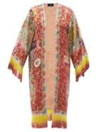 Ladies Accessories Etro - Fringed Floral-jacquard Coat - Womens - Beige Multi