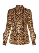 Matchesfashion.com Dolce & Gabbana - Leopard Print Silk Charmeuse Blouse - Womens - Leopard