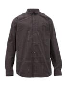 Matchesfashion.com Balenciaga - Logo Print Plaid Cotton Shirt - Mens - Green Navy