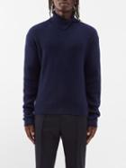 Wooyoungmi - Asymmetric Roll-neck Ribbed Cashmere-blend Sweater - Mens - Navy