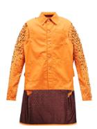 Walter Van Beirendonck - Laser-cut Shell Overcoat - Mens - Orange