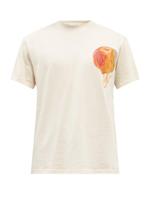 Mens Rtw Jw Anderson - Peach-print Cotton-jersey T-shirt - Mens - White