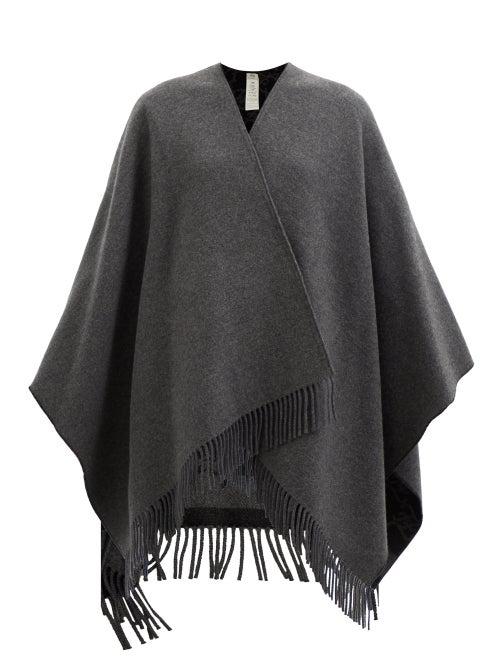 Fendi - Karligraphy Ff-jacquard Wool-blend Poncho - Womens - Black