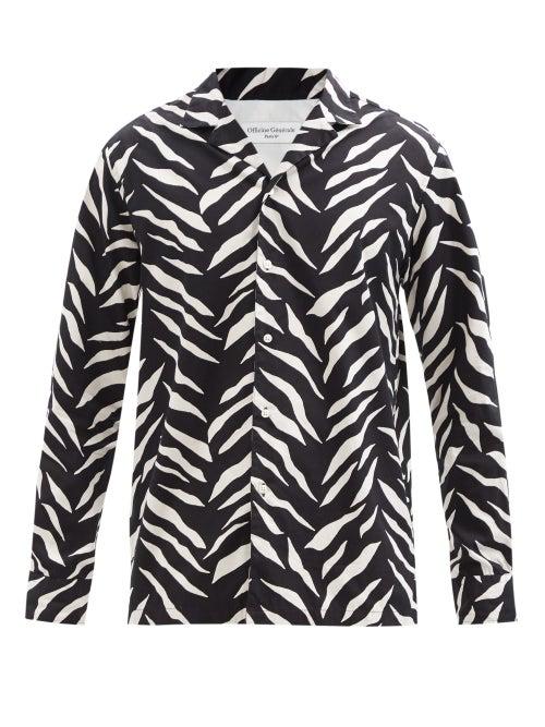 Officine Gnrale - Eren Camp-collar Printed Cotton Shirt - Mens - Black Multi