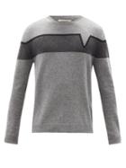 Matchesfashion.com Valentino - V-logo Intarsia Wool-blend Sweater - Mens - Grey