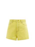 Ganni - High-rise Denim Shorts - Womens - Yellow