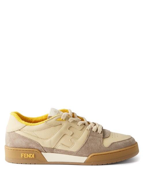 Fendi - Crosta Ff Leather And Suede Trainers - Mens - Multi