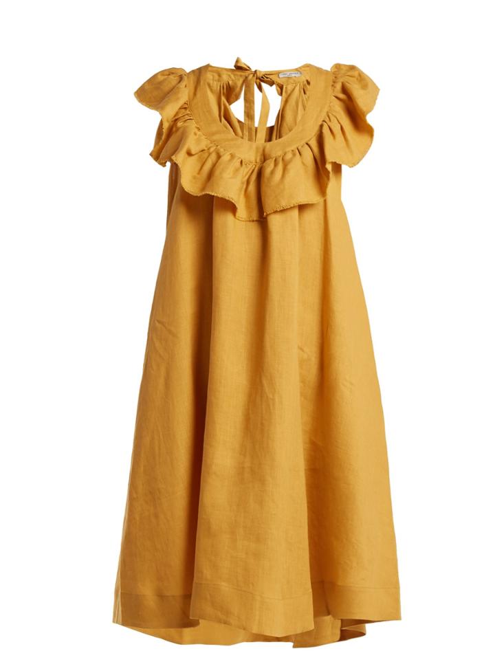 Three Graces London Faye Tie-back Linen Dress