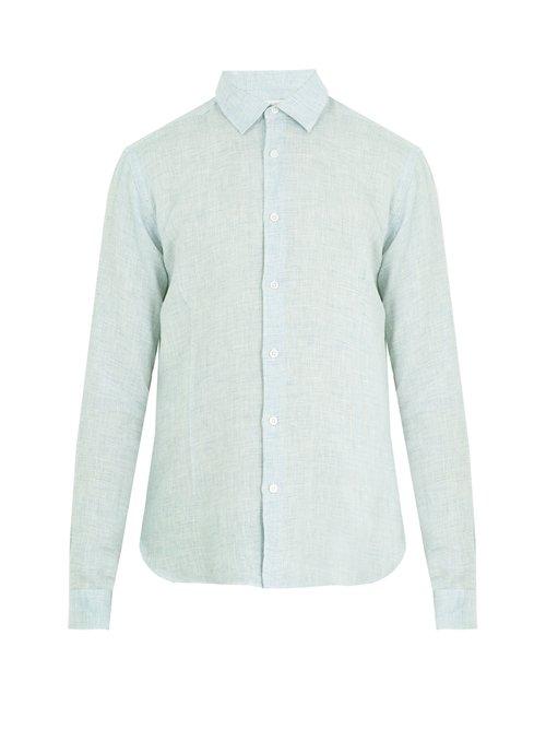 Matchesfashion.com Orlebar Brown - Morton Point Collar Linen Shirt - Mens - Green