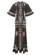 Etro - V-neck Floral-print Silk-crepe Gown - Womens - Black Multi
