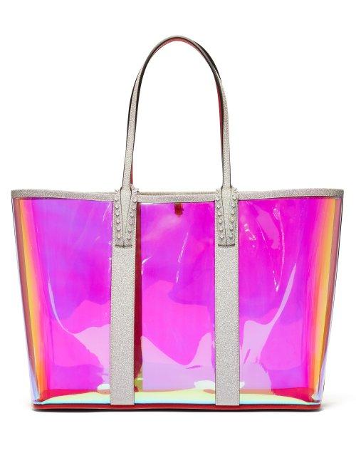 Matchesfashion.com Christian Louboutin - Cabata Spike Embellished Iridescent Pvc Tote - Womens - Clear Multi