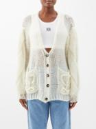 Loewe - Anagram-appliqu Mohair-blend Cardigan - Womens - Ecru