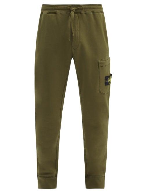 Matchesfashion.com Stone Island - Logo-patch Garment-dyed Cotton-jersey Track Pants - Mens - Green