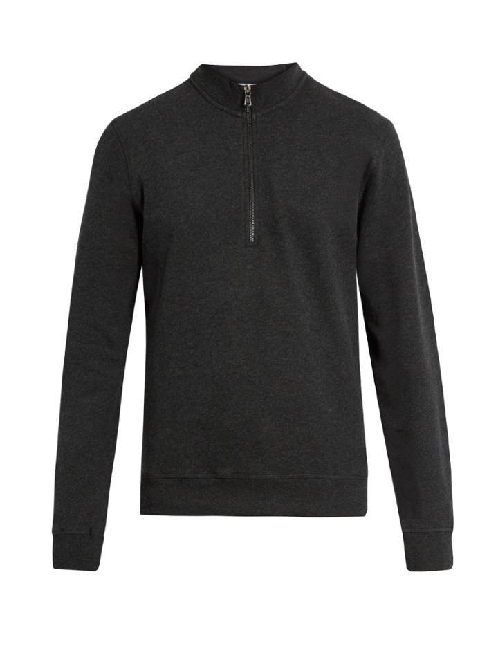 Sunspel Zip-up High-neck Cotton Sweatshirt