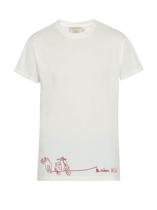 Matchesfashion.com Maison Kitsun - Scooter Printed Cotton T Shirt - Mens - White